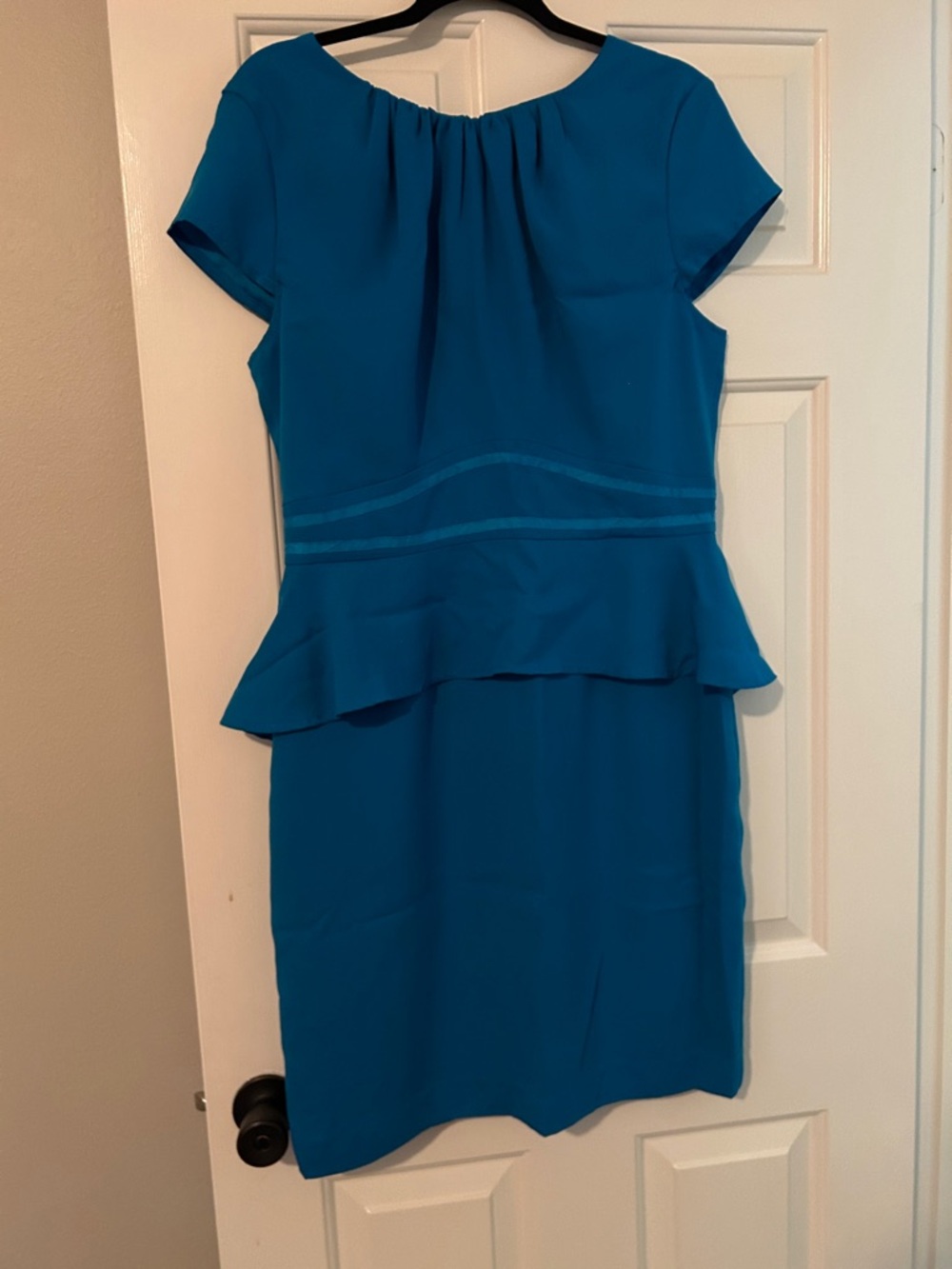 Mustered Classic Teal Peplum Midi Dress